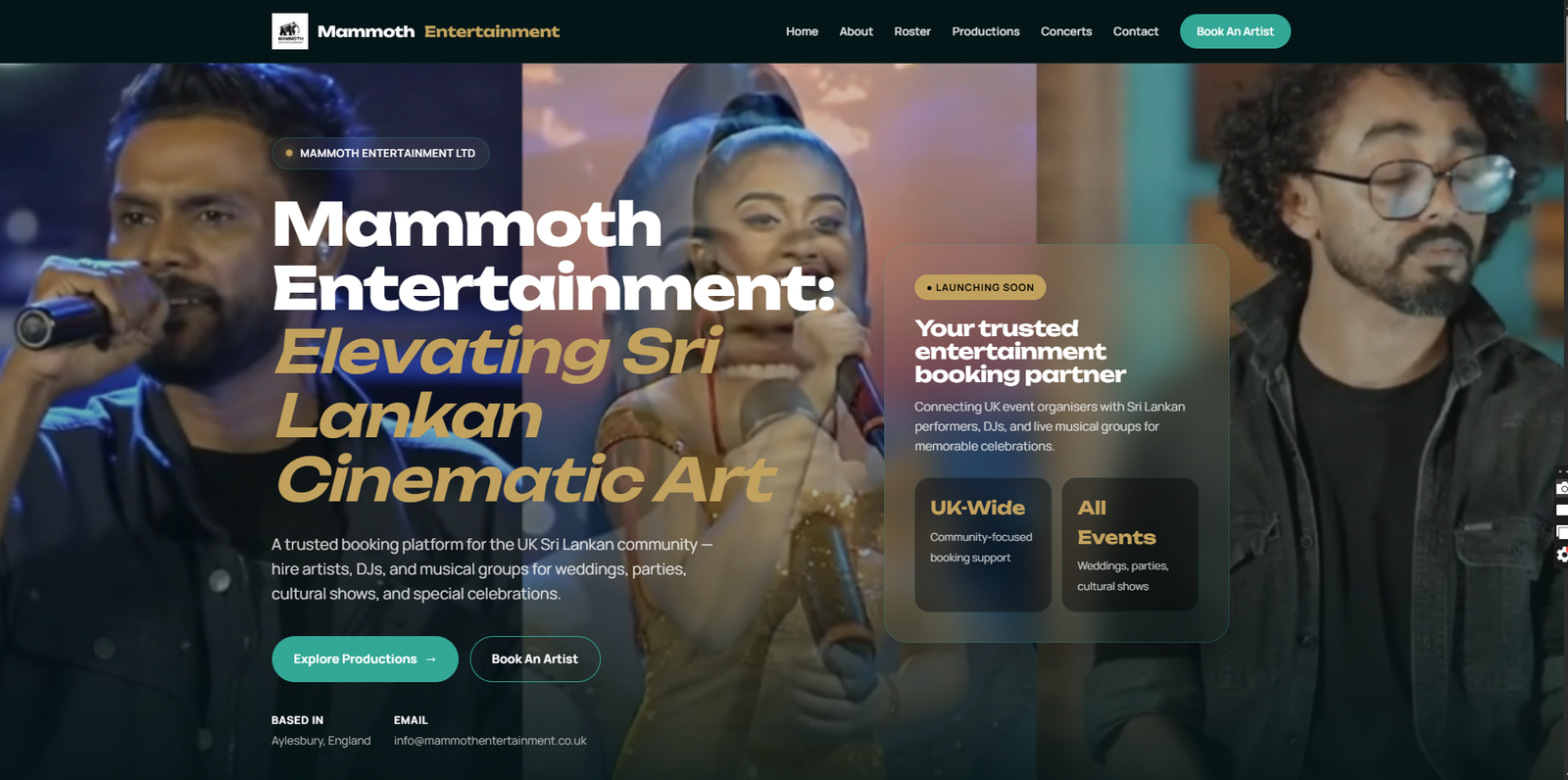 Mammoth Entertainment website preview